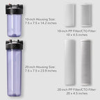 Airthereal Whole House Water Filter Housing, Sediment Filters for Well and City Water, 20"x4.5" Sediment Whole House Water Filter Cartridges with 3/4" NPT Port, Pre-Filtration System (Clear Housing)