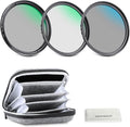 Neewer 55mm UV/CPL/ND Lens Filter Kit with Hard Shell Storage Case, Multicoated Optical Glass & Aluminum Alloy Frame, UV + Circular Polarizer (CPL) + Neutral Density (ND4) Filter for Camera Lens