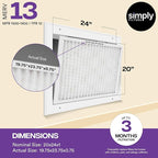 Simply 20x24x1 Air Filter, Merv 13, 6 Pack, For Home AC Furnace & HVAC (Actual Size: 19.75"x23.75"x0.75") DUST, Pet, & Allergy Control