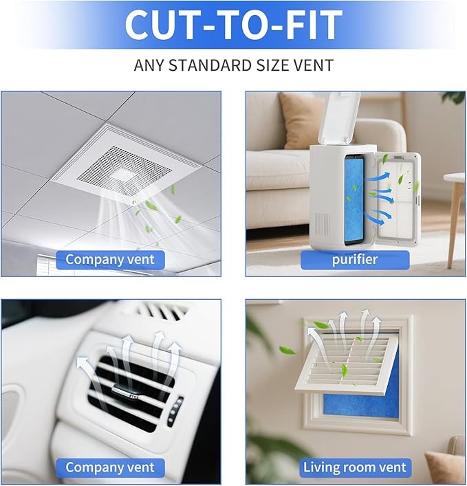Custom Size Air Vent Filters,20''x140''x1'' Cut to Fit Air Filter Material with MERV 8 Rating & Adhesive Tape, for Home Floor, Grilles, Ceiling, HVAC Furnace Vents