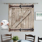Farmhouse Wood Grain Bedroom Curtains 72 Inch Length, Window Curtains Tab Top, Vintage Country Barn Gate Brown Light Filtering Window Treatments Drapes 52"x72" 2 Panel