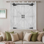 Farmhouse Wood Grain Bathroom Curtains 63 Inch Length, Window Curtains Tab Top, Vintage Country Barn Gate Grey Light Filtering Window Treatments Drapes 52"x63" 2 Panel