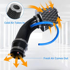 3 Inch Universal Cold Air Intake Filter Kit with Stainless Steel Filter and Aluminum Alloy Pipe, Automotive Air Filter High Induction Flow (Black)