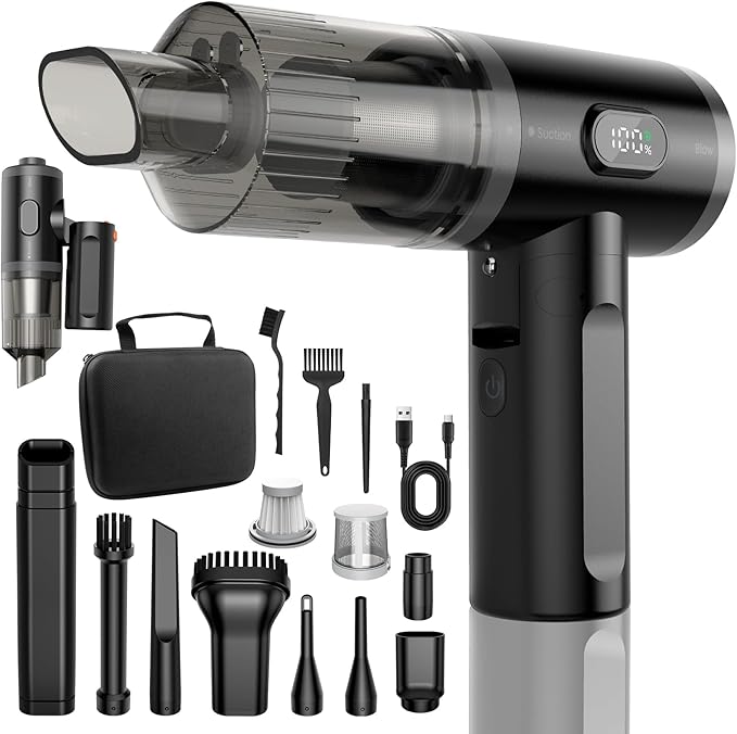 Handheld Vacuums Cleaner Equipped with Digital Display Portable Air Blower Car Vacuum 11000PA High Power Foldable 2in1 Brushless Motor Cordless Duster