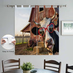 Farm Cows Bedroom Curtains 72 Inch Length, Window Curtains Tab Top, Farmhouse Barn Funny Animals Butterfly Light Filtering Window Treatments Drapes 52"x72" 2 Panel