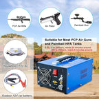 PCP Air Compressor, Portable 4500Psi/30Mpa, Water/Oil-Free, PCP Rifle/Pistol and Paintball Tank Air Pump, Powered by 12V Car DC or Home 110V AC with Power Converter and Oil-Moisture Filter
