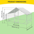 9.8X6.5x6.5FT, Large Walk in Chicken Run Pen Cage, Metal Coop Clearance with Double Door, Chicken Runs for Yard with Cover, Outdoor Cages for Chickens and Range Poultry, Large Chicken Coops