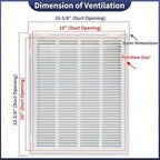 16"W x 20"H [Duct Opening Size] Steel Return Air Filter Grille - Removable Face/Door for 1 inch Filters -HVAC Vent Cover Grill - White [Outer Dimensions: 18 5/8"W X 22 5/8"H]