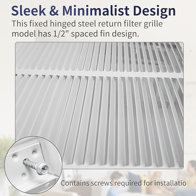 16"W x 14"H [Duct Opening Size] Steel Return Air Filter Grille - Removable Face/Door for 1 inch Filters -HVAC Vent Cover Grill - White [Outer Dimensions: 18 5/8"W X 16 5/8"H]