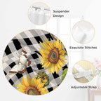 Sunflowers Kitchen Curtains 36 Inch Length, Small Window Curtains Tab Top, Yellow Flowers Butterfly Farmhouse Black Plaid Light Filtering Short Window Treatments Tier Drapes 27.5"x36" 2 Panel