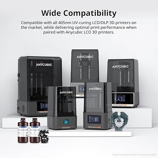ANYCUBIC 2nd Gen Resin Technology ABS-Like Resin 2.0, 3D Printer Resin with High Toughness, More Precise Details, Low Odor, Wide Compatibility for All LCD Resin 3D Printers (Grey, 1kg)