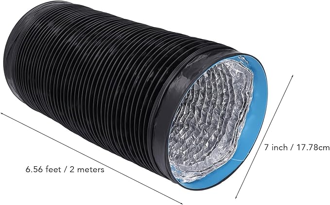 CHICIRIS dryer vent hose 6.56ft, Aluminum Flexible Ducting Ventilation Hose with 3 Layers, Noise Reduction, Efficient Airflow,dryer vent cleaning kit, for HVAC, Kitchen, Greenhouse