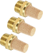 MECCANIXITY 3PCS Pneumatic Exhaust Muffler, g 1/4" Thread Male Sintered Bronze Muffler Brass Air Line Fittings for Pneumatic Tools and Industrial Machinery