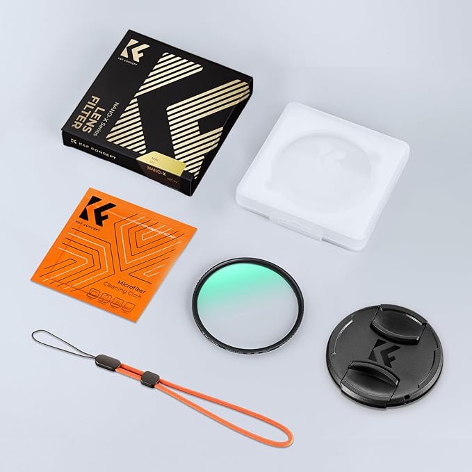 K&F CONCEPT 52mm MC UV Lens Protection Filter with Filter Cap Cleaning Cloth Optical Glass Ultra Slim 28 Multi-Layer Coatings Camera Lens UV Filter (Nano-X Series)