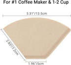 Segarty #1 Coffee Filters Cone, 200 Count Pack Size 1-2 Cup Natural Unbleached Brown Paper Filter Disposable Pour Over Maker Basket Papers Dripper for Most Brewer Machine for Home, Office, Cafetera