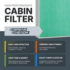 Spearhead HEPA Breathe Easy Cabin Filter, Up to 99.97% Filtration of 0.3 Micron Particles w/No Airflow Reduction (BE-776H)
