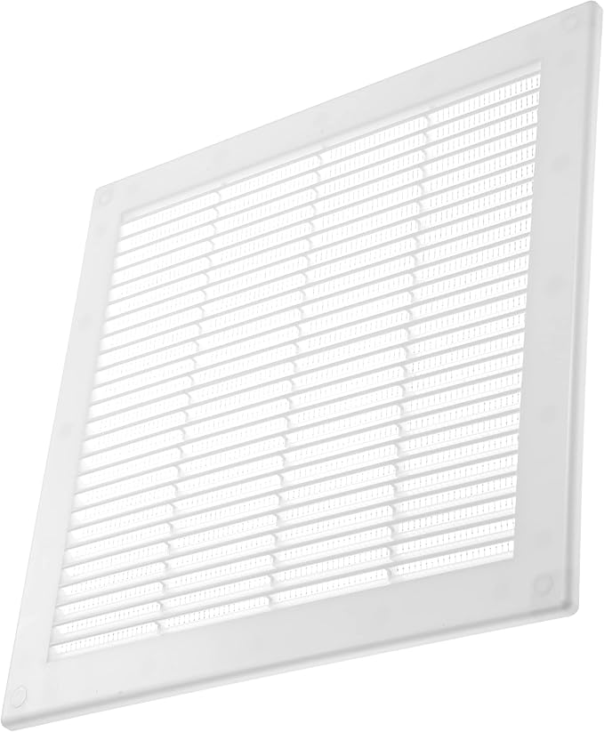 Vent Systems 10" x 10" Inch (Opening Dimensions) - Pack of 5 - White Plastic Soffit Vent Cover - Durable Flat Square Air Vent Grille with Mesh Screen - Ventilation Grill Wall, Ceiling Indoor, Outdoor