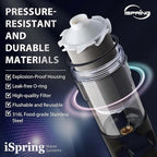 iSpring WSP50ARJ, NSF Certified, Spin-Down Sediment Water Filter, Upgraded Jumbo Size, Large Capacity, Reusable with Touch-Screen Auto Flushing Module, Brass Top Clear Housing, 50 Microns