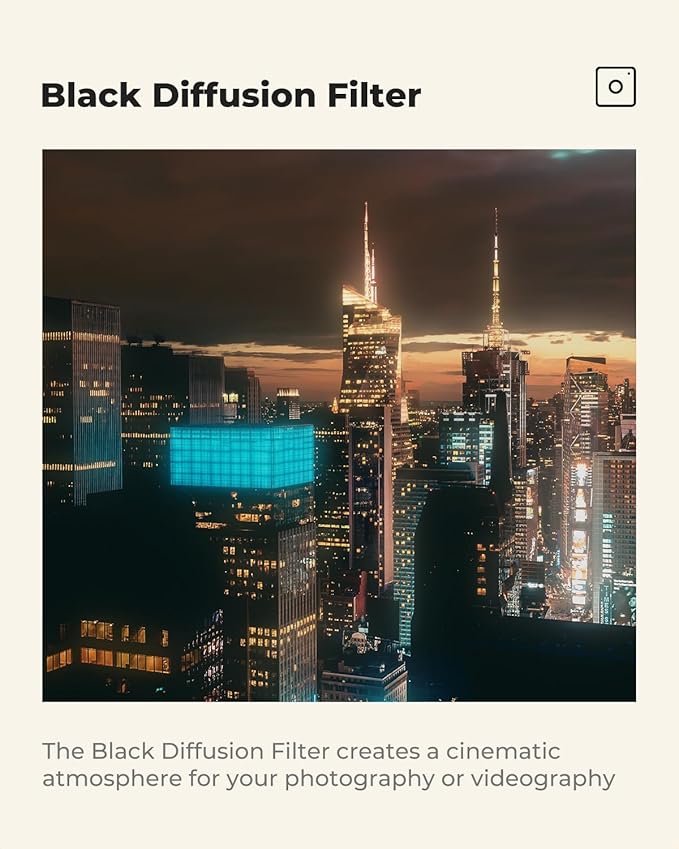 K&F CONCEPT 37mm Black Diffusion 1/4 Filter Mist Cinematic Effect Filter with 28 Multi-Layer Coatings Waterproof/Scratch Resistant for Video/Vlog/Portrait Photography
