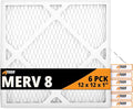 Tiger Tough 12x12x1 Air Filter MERV 8 MPR 600-800, High-Performance Pleated HVAC AC Furnace Filter Replacement for Home, 6-Pack