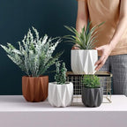 Outdoor Succulent Plantpot Cactus Plant Container Cement Flowerpot Container Modern Simple Planter Flower Vase Meat Plant Cement Container Concrete Flower Plant (Gray1 13cm*11.5cm) (Orange 15cm*14cm)