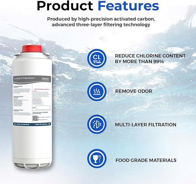 Water Filter Replacement Compatible With Elkay 51600C EWF6000 Bottle Filling Stations, 6000 Gallons/12 Months (No Chip - 6 Pack)