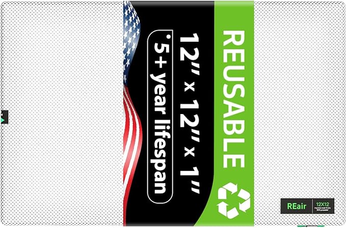 Reair 12x12x1 Extra Replacement Filter without Frame, Washable and Reusable Air Filter 12x12x1 for AC HVAC Furnace, MERV 8 Air Filters Machine Washable, AC Furnace Air Filter without Frame