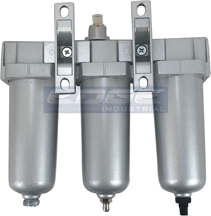 3 STAGE, INDUSTRIAL GRADE IN-LINE COALESCING FILTER & DESICCANT AIR DRYER COMBINATION WITH METAL BOWLS FOR SPRAY GUN EQUIPMENT PAINT BOOTH COMPRESSOR, PLASMA CUTTER (1/2" AUTO DRAIN)