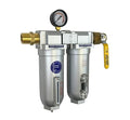 1" NPT Industrial (2-Stage) Coalescing Filter Removes Oil, Moisture Vapor Aerosols and in Line Desiccant Bead Air Dryer for Compressed Air Lines