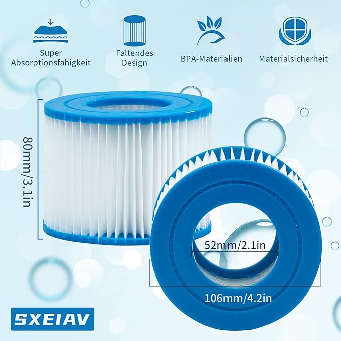 Type vi spa Filter and hot tub Filter Replacement Cartridge for Coleman hot tub Filters, for Inflatable hot tub Filter (12Pcs)
