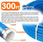 Compressed Air Piping System with 3/4 Inch ID x 300 feet HDPE Tubing & Aluminum Outlet Blocks for Garage Connect Air Compressor Line Kit Accessories for Shop | 200 PSI | 53PCS |9130