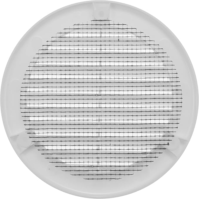 Vent Systems 4" Inch (Opening Dimensions) - Pack of 50 - White Soffit Vent Cover - Plastic Round Air Vent Grille - Built-in Mesh Screen - HVAC Register Louver for Bathroom, Home, Kitchen