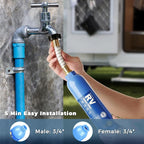 SheeChung RV Water Filter, NSF Certified, 3 PACK Inline Hose Water Filter with Brass 90 Degree Hose Elbow and Flexible Hose Protector, for RV, Boat, Camping – Reduces Odors, Bad Taste, Chlorine, Rust