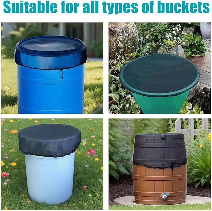 4 Pcs Rain Barrel Mesh Cover, 39.4 inch Water Collection Bucket Net with Adjustable Drawstring, Filter Screen for Outdoor Garden Rain Barrel Accessories, Prevent Fallen Leaves From Entering The Bucket