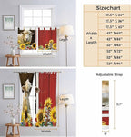 Sheep Flowers Living Room Curtains 96 Inch Length, Window Curtains Tab Top, Country Red Barn Botanical Sunflowers Light Filtering Window Treatments Drapes 52"x96" 2 Panel