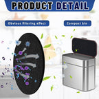 Square Compost Bin Charcoal Filters 78.7 x 5.5 Inch, Activated Carbon Filter Sheet Thickening Trimmable for Compost Bucket Compost Pail Countertop Recycle Bin