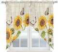 Farm Sunflowers Swag Valances for Windows, Retro Flowers Butterfly Botanical Beige Rod Pocket Kitchen Curtains Valance, Small Window Curtains Swag for Cafe Bathroom Living Room, 2 Panels, 28x36 inch