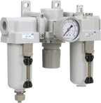 PneumaticPlus SAU400-N06G-MEP Compressed Air Filter Regulator Lubricator Combo 3/4" NPT - Metal Bowl, Manual Drain, Bracket, Gauge