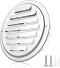 6'' Shiny Silver Paint Stainless Steel Air Vents, Louvered Grille Cover Vent Hood Flat Ducting Ventilation Air Vent Wall Air Outlet with Fly Screen Mesh for House (6 inch Shiny Silver Paint Cover)