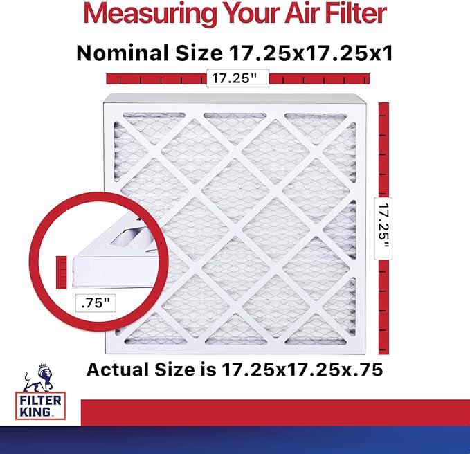 Filter King 17.25x17.25x1 Air Filter | 12-PACK | MERV 11 HVAC Pleated A/C Furnace Filters | MADE IN USA | Actual Size: 17.25 x 17.25 x .75"