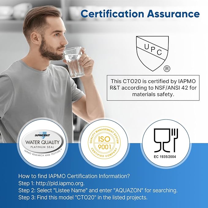PUREPLUS 5 Micron 20" x 2.5" Whole House CTO Carbon Sediment Water Filter Cartridge Compatible with C1-20, EP-20, HX-CB-25-2010, F3WCB32, Pack of 2