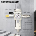MEANLIN Air Compressor Moisture Filter, AW3000 Air Line Filter, 3/8" NPT Inlet with 150 PSI Gauge and Valve Shut Off Switch for Air Tools and Spray Paint Gun