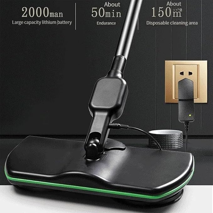 Cordless Electric Mop, 35dB Quiet Floor Cleaner with Dual Motor, Lightweight Spin Scrubber for Hardwood Tile Marble, Adjustable Handle, Rechargeable Polisher, Washable Pads，6 PCS Cleaning Cloths
