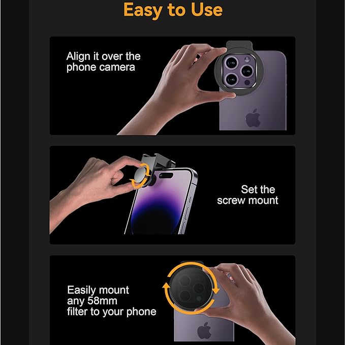 Fotorgear Camera Lens Filter,67mm Universal Phone Polarizer Filter Professional Photography for Camera Lens 67mm Clip On Filters CPL ND Black Mist Gold Streak for iPhone Xiaomi Huawei(Star Flare)