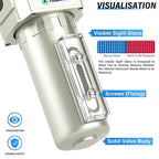 TAILONZ PNEUMATIC 1/2" NPT Industrial Compressed Air Desiccant Dryer, Used for Dry Air, Compressed Air, Water Separator, Plasma Cutting Machine and Other Metal Bowl with Desiccant Beads Bag