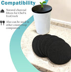 NewKe 6 Pack Natural Charcoal Filter Refills for Chef'n 401-420-120 EcoCrock Counter Compost Bin, Compost Bucket in Indoor, Oval-Shaped Charcoal Filters, Approx 6-1/2 x 5 in 3/8 in Thick