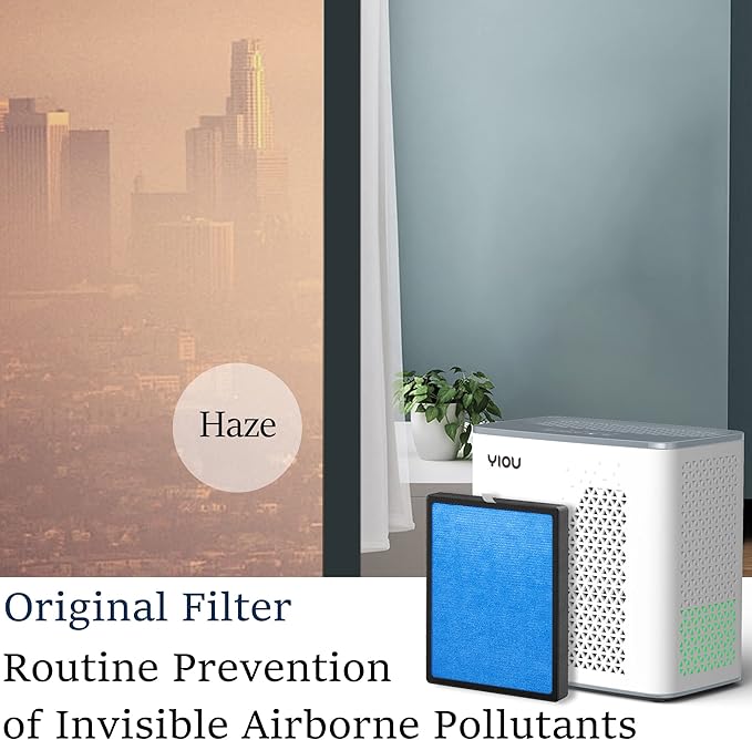 YIOU Air Purifier for Home Large Room up to 547 ft², H13 True HEPA Air Filter 20dB Air Cleaner Odor Eliminator for Allergies Smoke Dust Pollen, Grey, 7"D x 11.5"W x 11.7"H