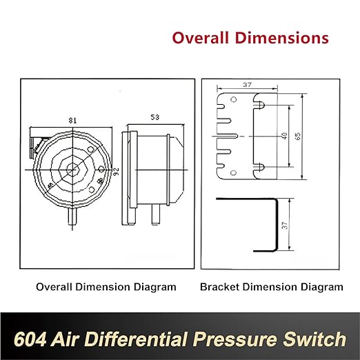 1pcs 604 Micro Differential Pressure Switch - 20-1000Pa Adjustable Air & Gas Sensor for HVAC Systems, Ventilation, Filter, Duct Alarm Use(50-500pa)