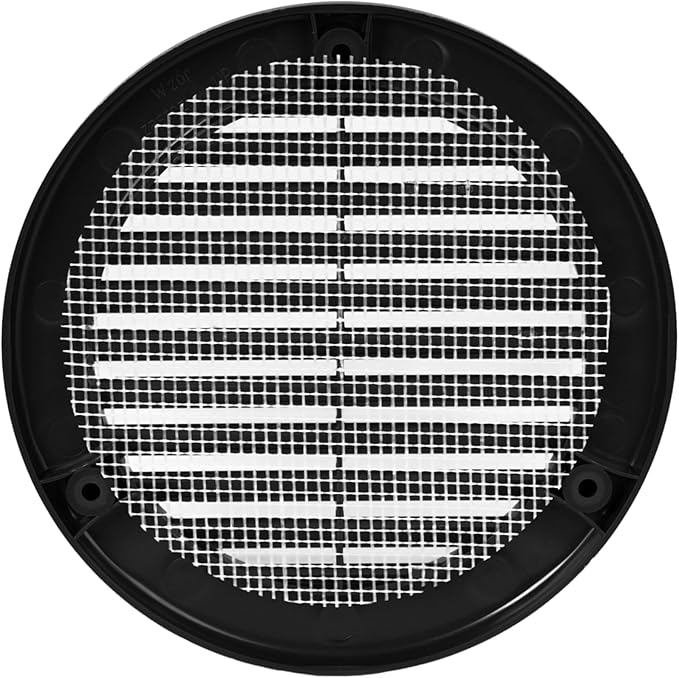 Vent Systems 4" Inch (Opening Dimensions) - Pack of 5 - Black Soffit Vent Cover - Plastic Round Air Vent Grille - Built-in Mesh Screen - HVAC Register Louver for Bathroom, Home, Kitchen