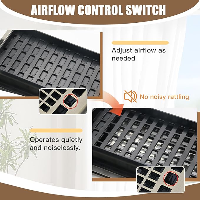 Floor Air Vent 4X10 Inch Heavy Duty Walkable Steel Floor Register Bronze Color Floor Vent Grilles Ease Adjust Decorative Floor Vent